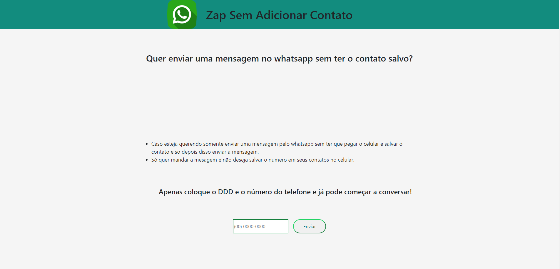 Detalhes do projeto Zap Sem Add Contato OakBox